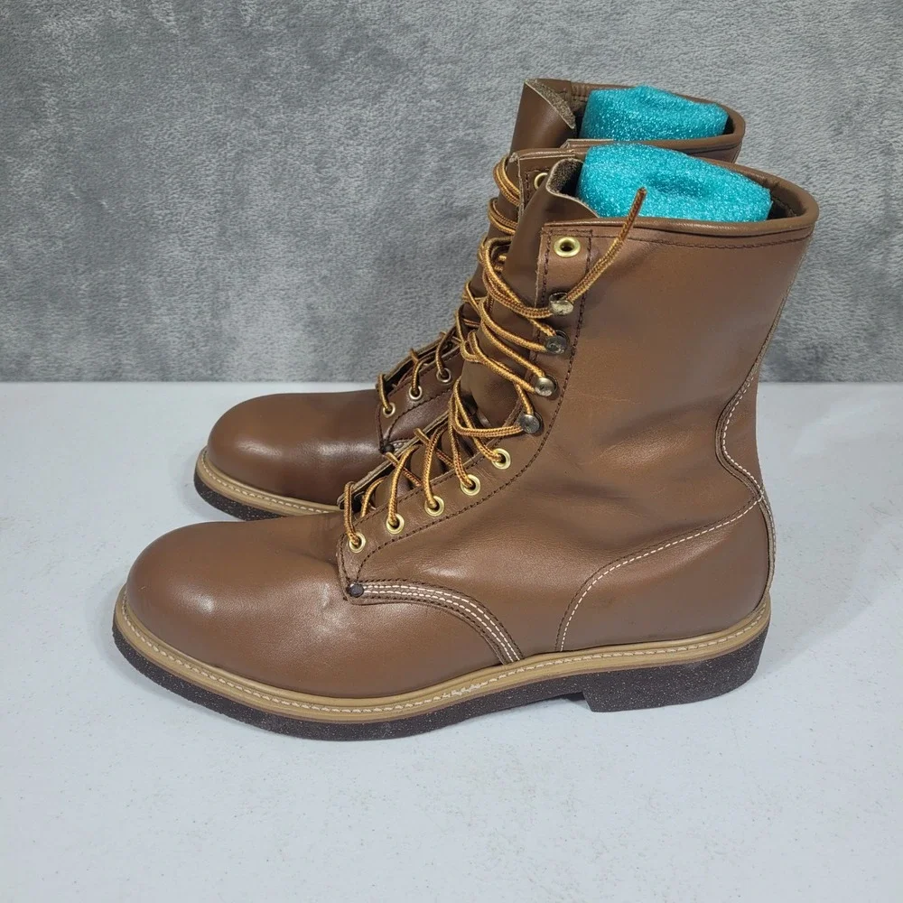 Vintage Hy-Test Work Boots Mens 12 Brown Leather Cel-Lite Grit 1967 H792